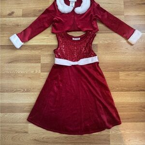 Bonnie Jean Red Christmas Dress with Bolero